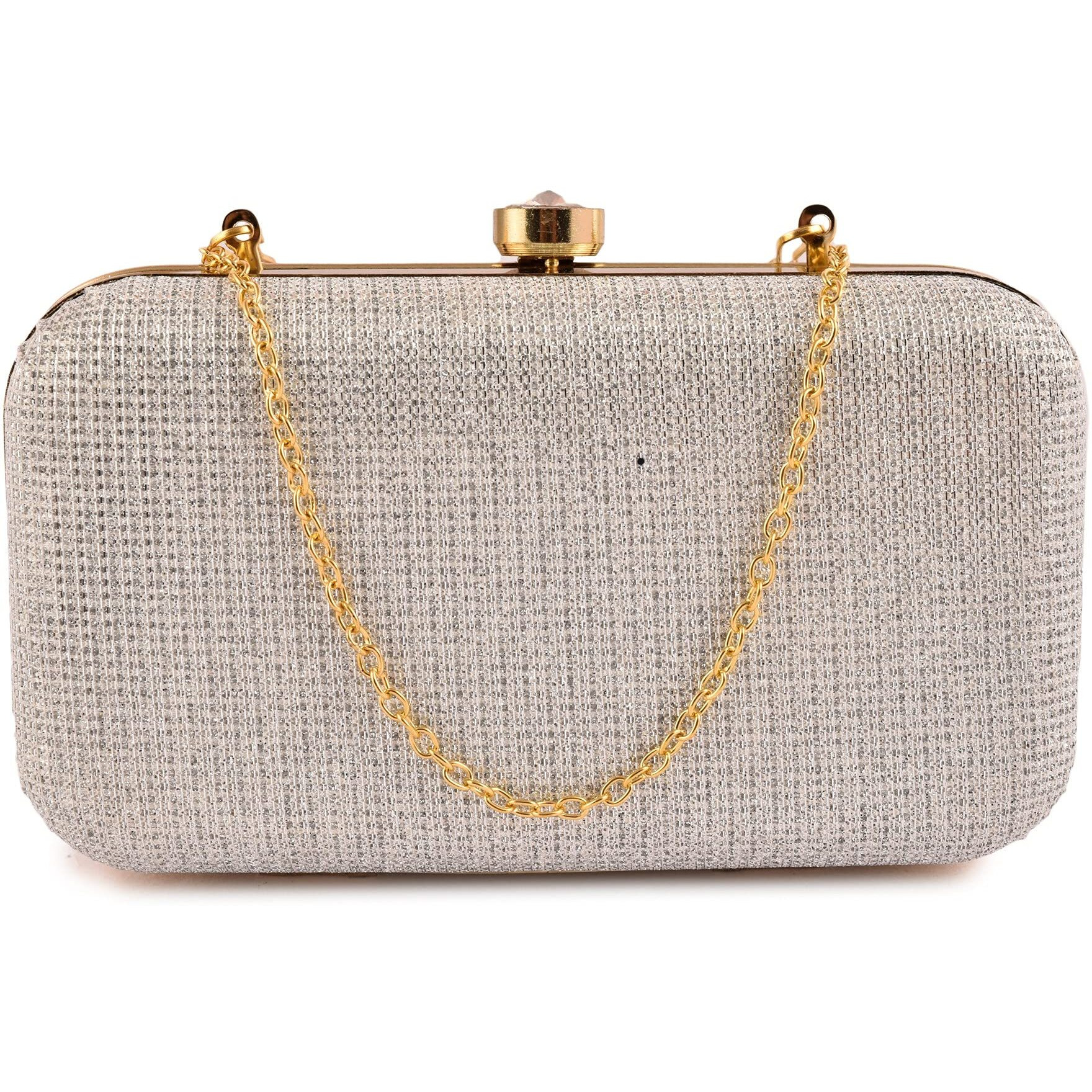 AILTINO Women Box Clutch Stylish and Latest (Silver)