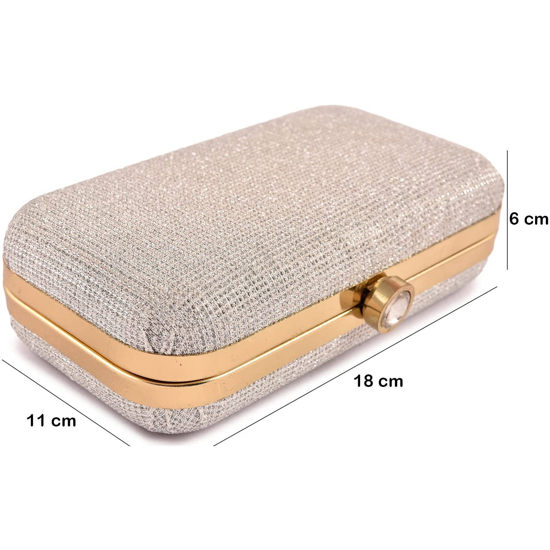 AILTINO Women Box Clutch Stylish and Latest (Silver)