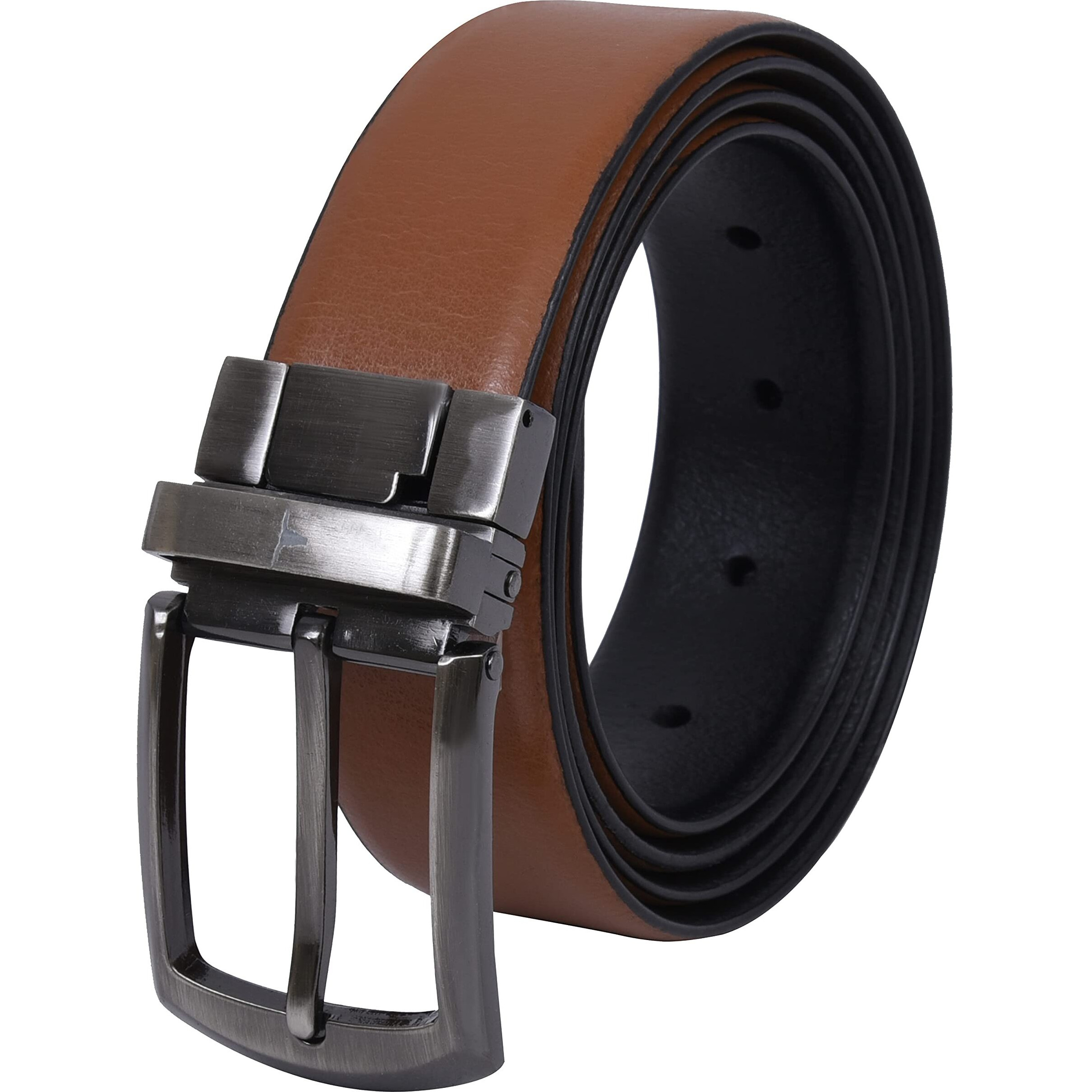 URBAN FOREST Andrew Black/Tan Formal Reversible Leather Belt for Men