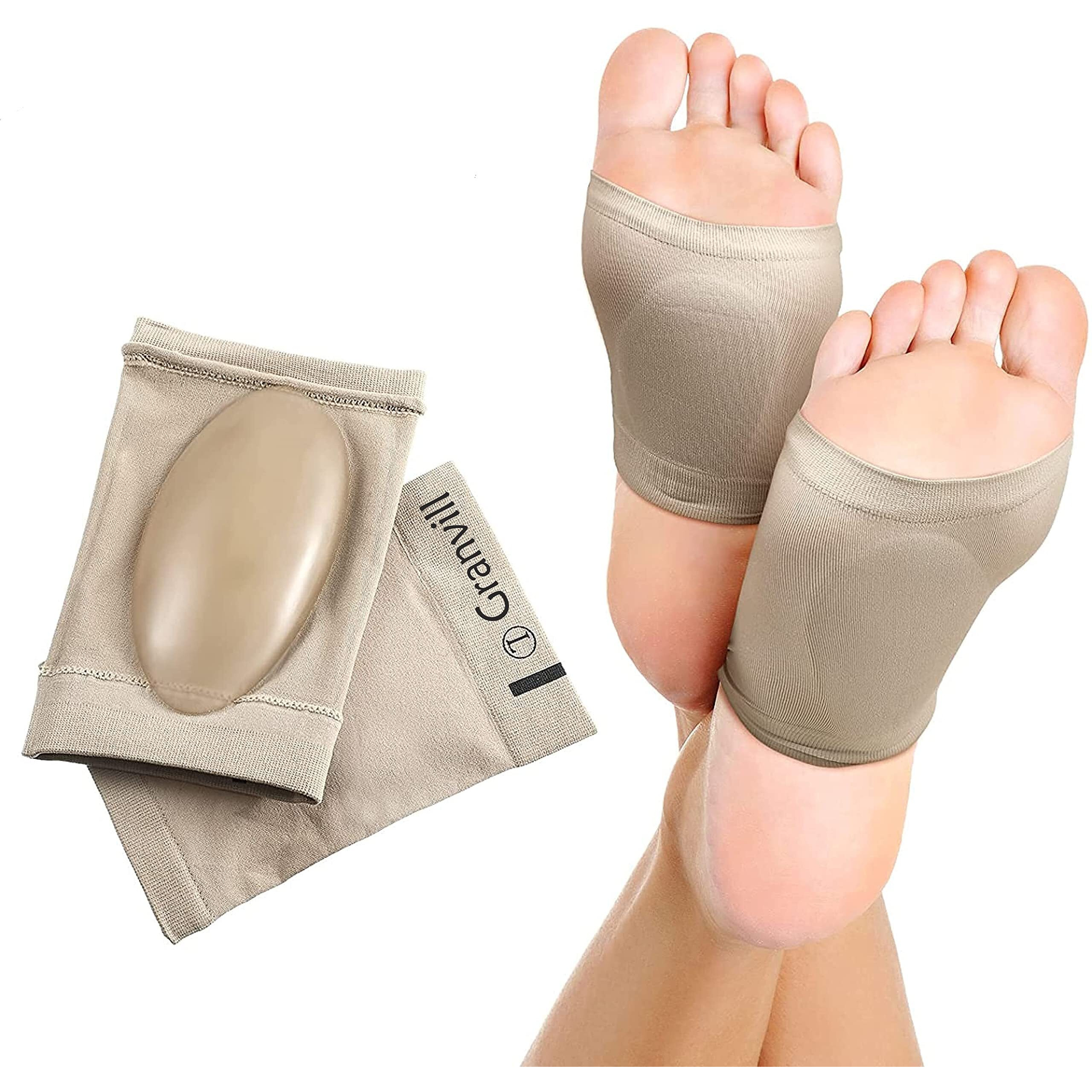 GRANVILL Foot Care Plantar Fasciitis Arch Support Sleeves for foot pain,muscle relaxation with soft Neoprene Cushion for Women & Men Feet Orthopedic Pad,Free Size-1 Pair