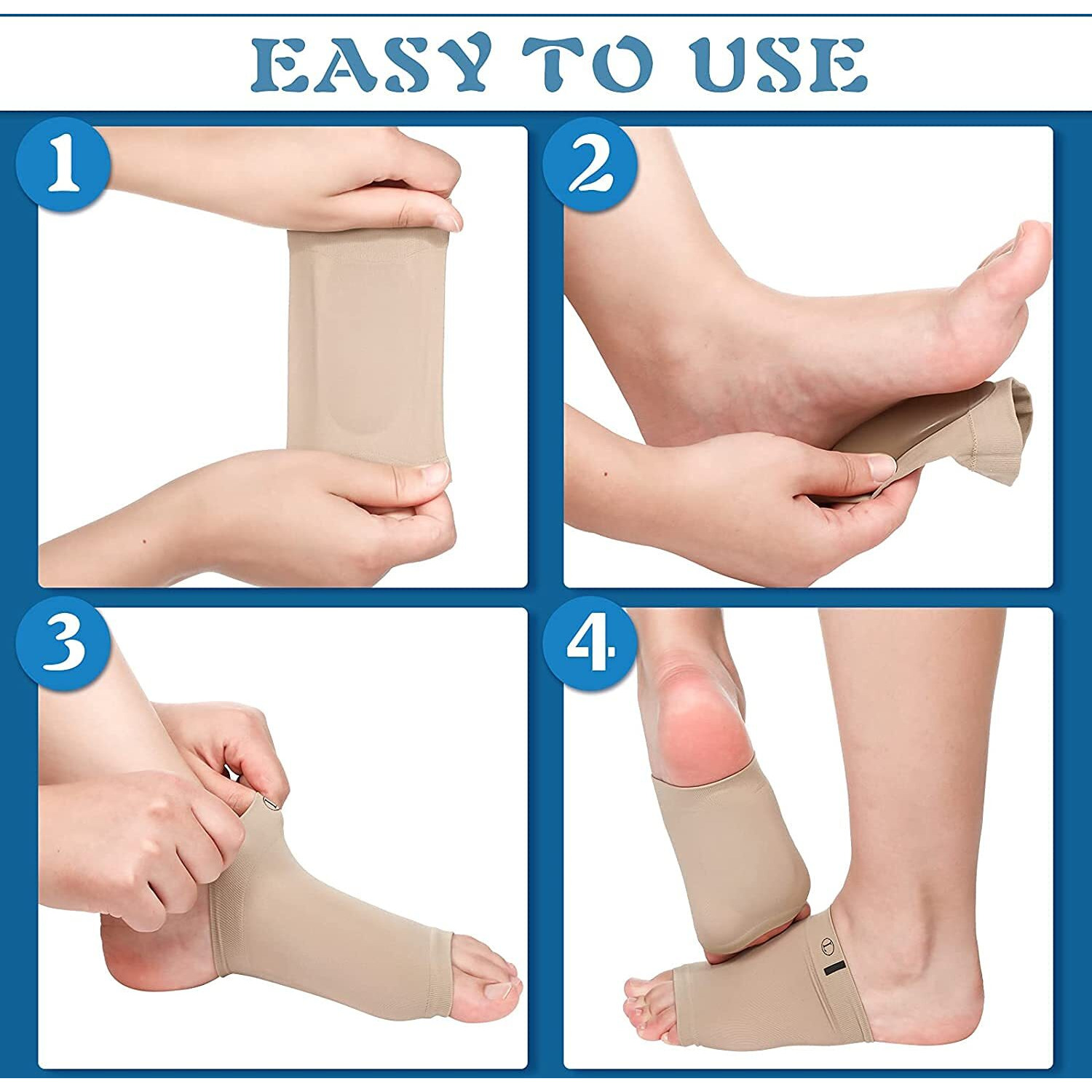 GRANVILL Foot Care Plantar Fasciitis Arch Support Sleeves for foot pain,muscle relaxation with soft Neoprene Cushion for Women & Men Feet Orthopedic Pad,Free Size-1 Pair