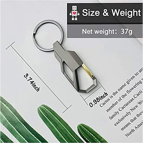 Contacts Stainless Steel Heavy Duty Keychain for Men and Women, Ring Hook Key Ring Holder (Pack of 2)