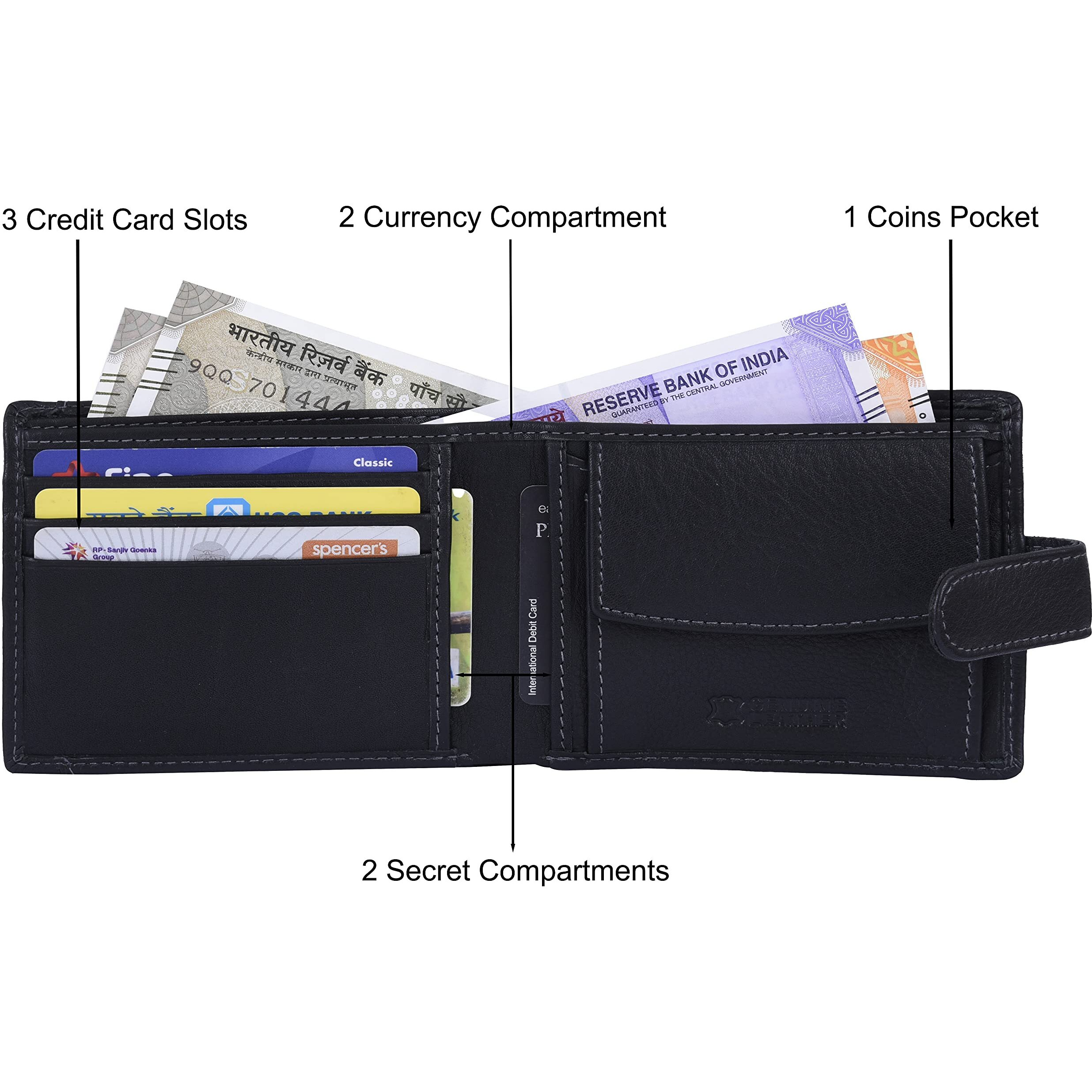 URBAN FOREST Oswald Black Leather Wallet for Men