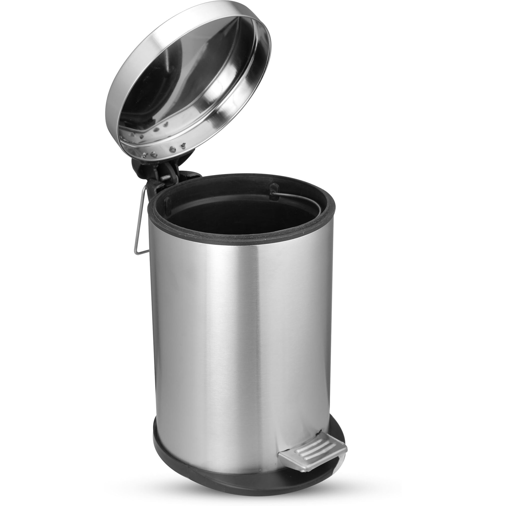 OPR 8 Ltr Stainless Steel Plain Pedal Dustbin with Lid And Bucket| Trash Can, Round Shape Dustbin for Home, Bathroom, Outdoor, Indoor, Kitchen, Bedroom, Office With Lid - (8 * 13 Inches- 8 Litres)