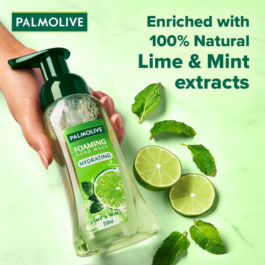 Palmolive Hydrating Foaming Handwash Liquid With Lime & Mint, 250Ml Dispenser Bottle, Removes Germs, Refreshing Fragrance Hand Wash