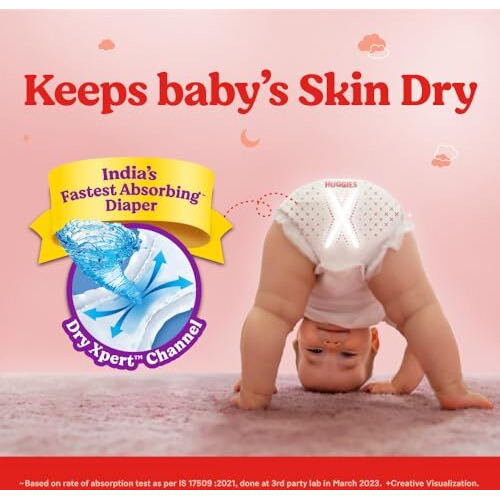 Huggies Complete Comfort Wonder Pants | Pant Style Baby Diapers Newborn / Xs Size, 48 Count | India's Fastest Absorbing Diaper, Patented Dry Xpert Channel, Ideal For 0-5 Kgs
