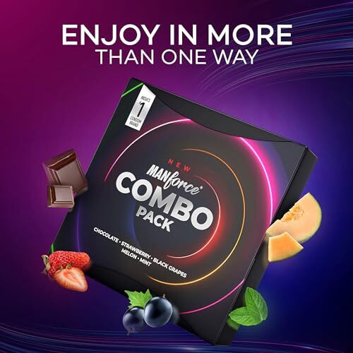 Manforce Combo, Lubricated Flavoured Condoms For Men | 40 Pcs | Chocolate, Strawberry, Black Grapes, Melon & Mint | IndiaS No. 1* Condom Brand For Safe Sex