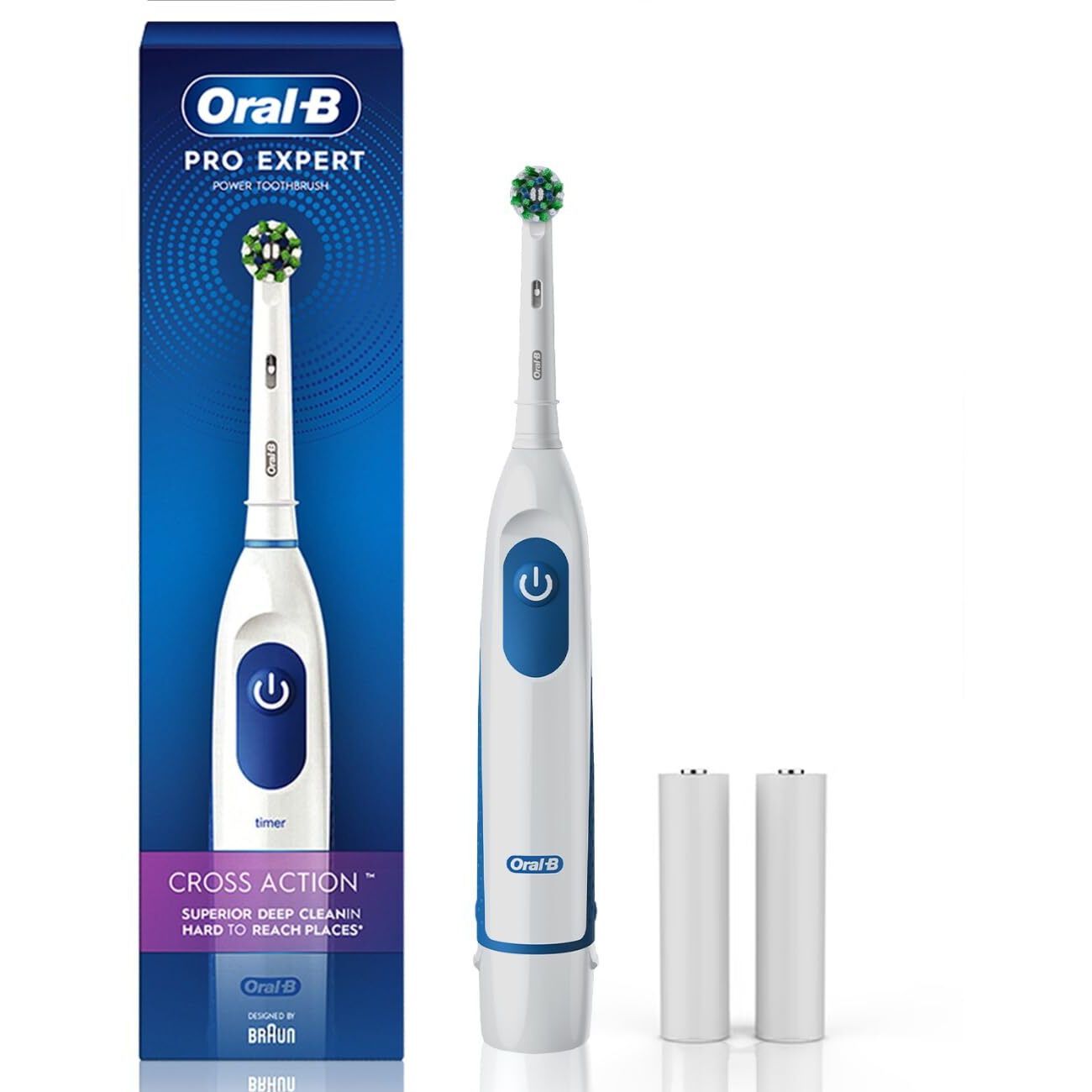 Oral B Pro Expert Aa Battery Electric Toothbrush For Adults, 2 Min Timer With Quadpacer, Long Battery Life, Ipx7 Water Resistant, 2 Year Warranty By Oral-B, Dentist Inspired Round Brush Head