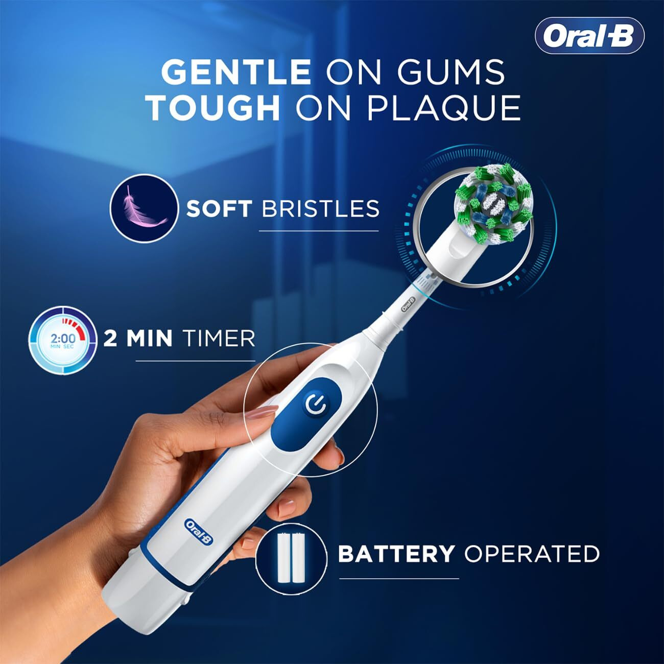 Oral B Pro Expert Aa Battery Electric Toothbrush For Adults, 2 Min Timer With Quadpacer, Long Battery Life, Ipx7 Water Resistant, 2 Year Warranty By Oral-B, Dentist Inspired Round Brush Head