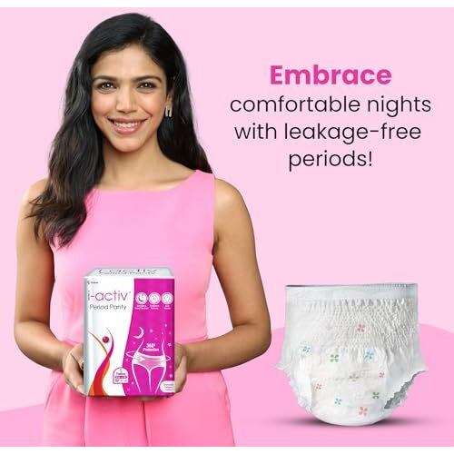 I Activ Period Panty For Girls & Women | L-Xl | 5's Pack | Disposable Period Panties For Women | Maternity Pads After Delivery For Heavy Flow Periods | 360 Degree Protection | Waist Size - 31" To 48"
