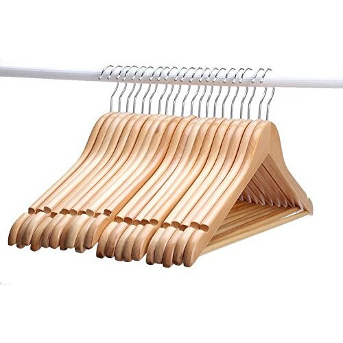 Ginoya Brothers Wood Smooth Finish, 360 Degree Swivel Hook Non-Slip And Precisely Cut Notches Hangers For Coats, Jacket, Pants, And Dress Clothes (Beige) (70)