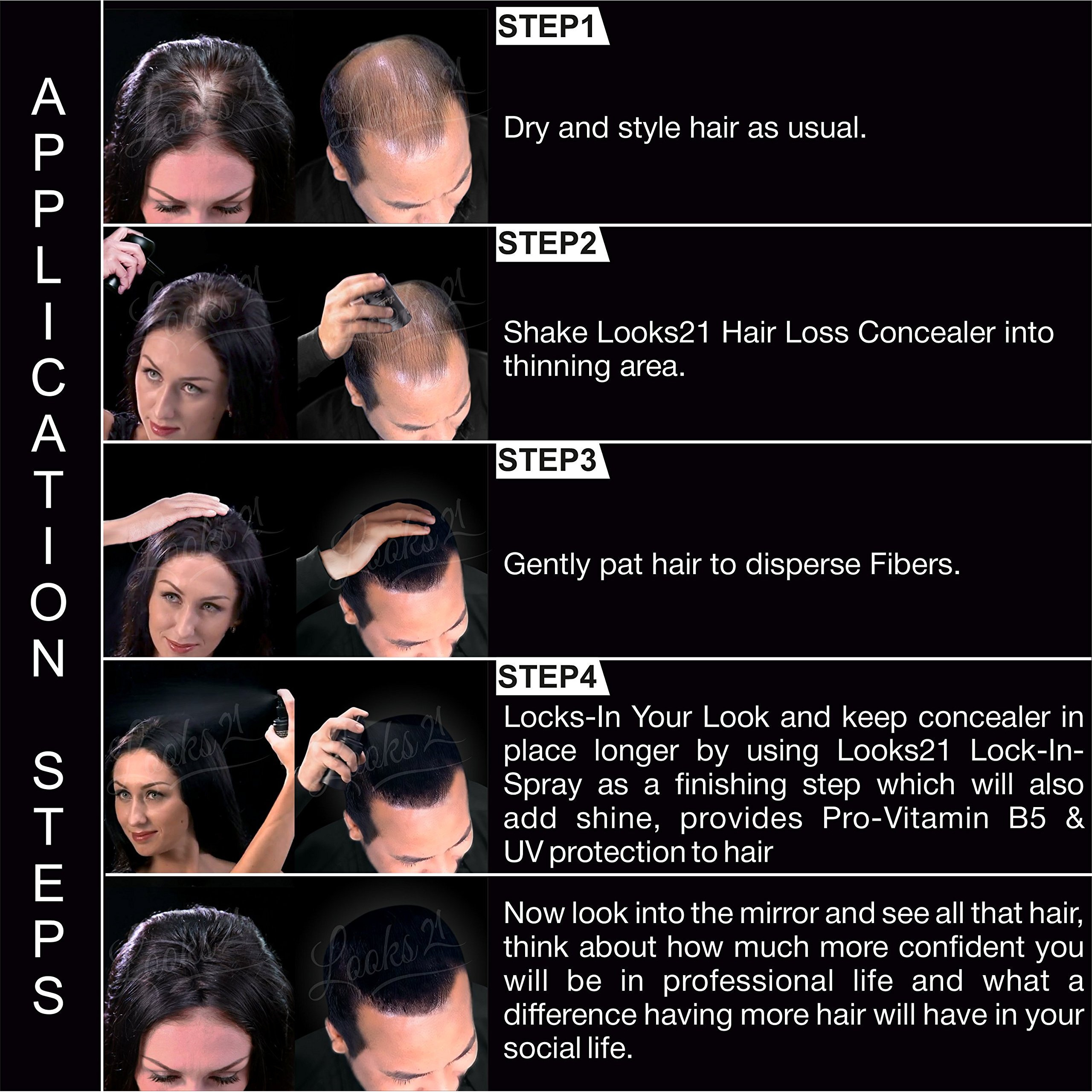 Looks21 Hair Loss Concealer (35Gm / 1.2Oz, Black)