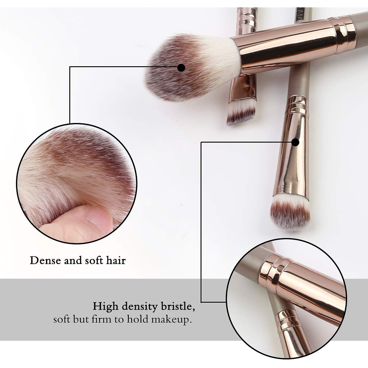 Maange 20 Pcs Professional Makeup Brushes Foundation Eyeshadow Blush Brush,Travel Kabuki Blending Concealers Face Powder Eye Make Up Brushes Set Kit (Champagne)