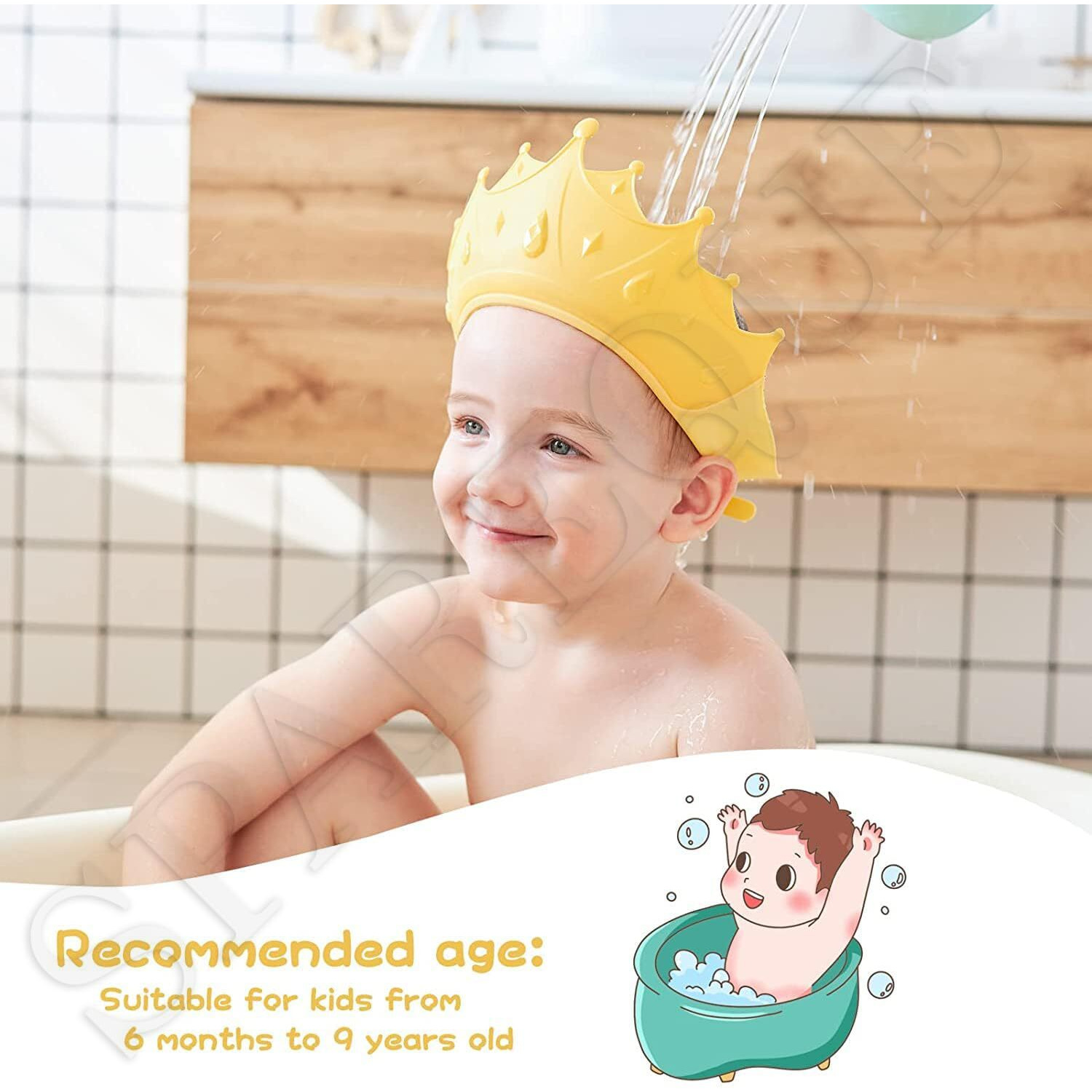 Spareque Baby Bath Shower Cap,Bath Visor Hat For Eye And Ear Wash Protection,Adjustable Silicone Bathing Crown Waterproof Shampoo Hat For Washing Hair, Shower Bathing Protection Bath Cap For Toddler, Baby, Kids, Children(Multi Colour)