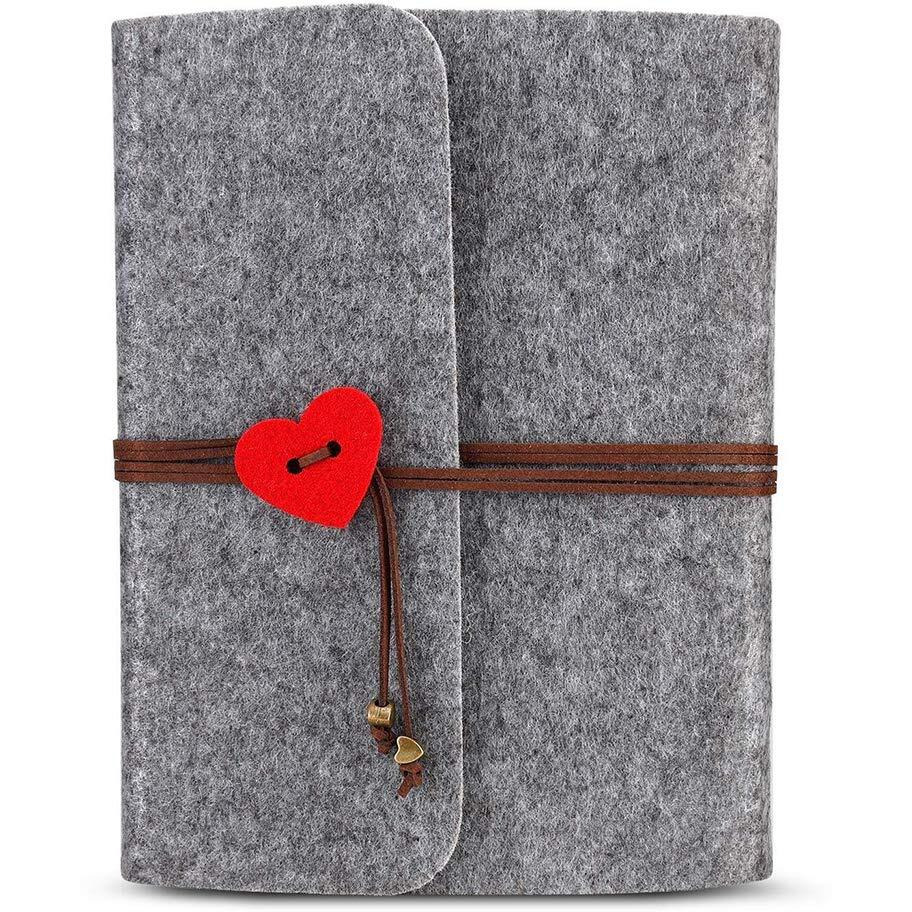 Hasthip Photo Album, Felt Cover Photo Scrapbook Memory Book Hand Made Diy Albums With 30 Sheets Mothers Day Gift For Mom, Wedding Baby Journal(Grey, 7.5 X 6.9 Inch)