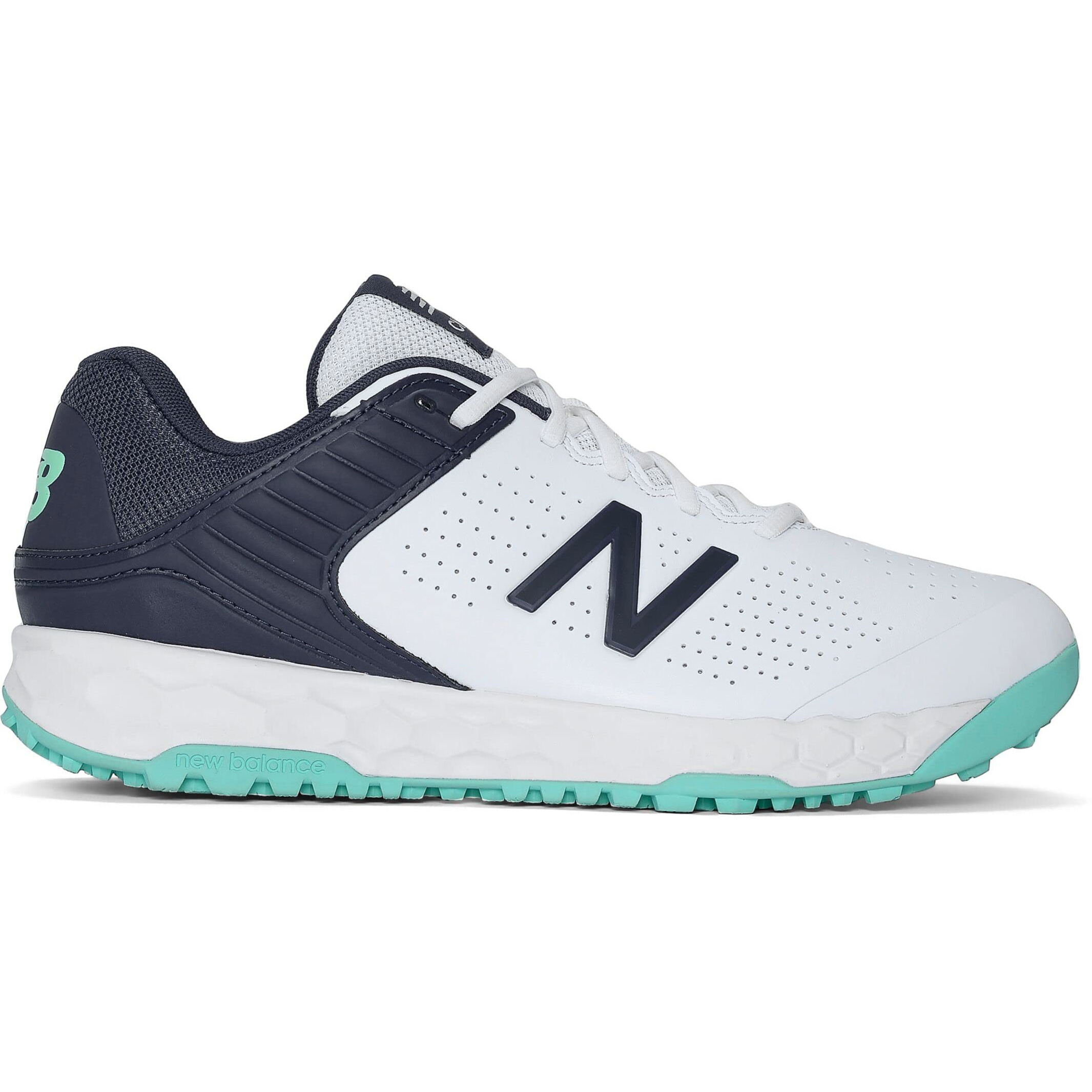 New Balance Men's Ck4020J4 Rubber Spike Cricket Shoes, White/Cyber Jade - 8 Uk