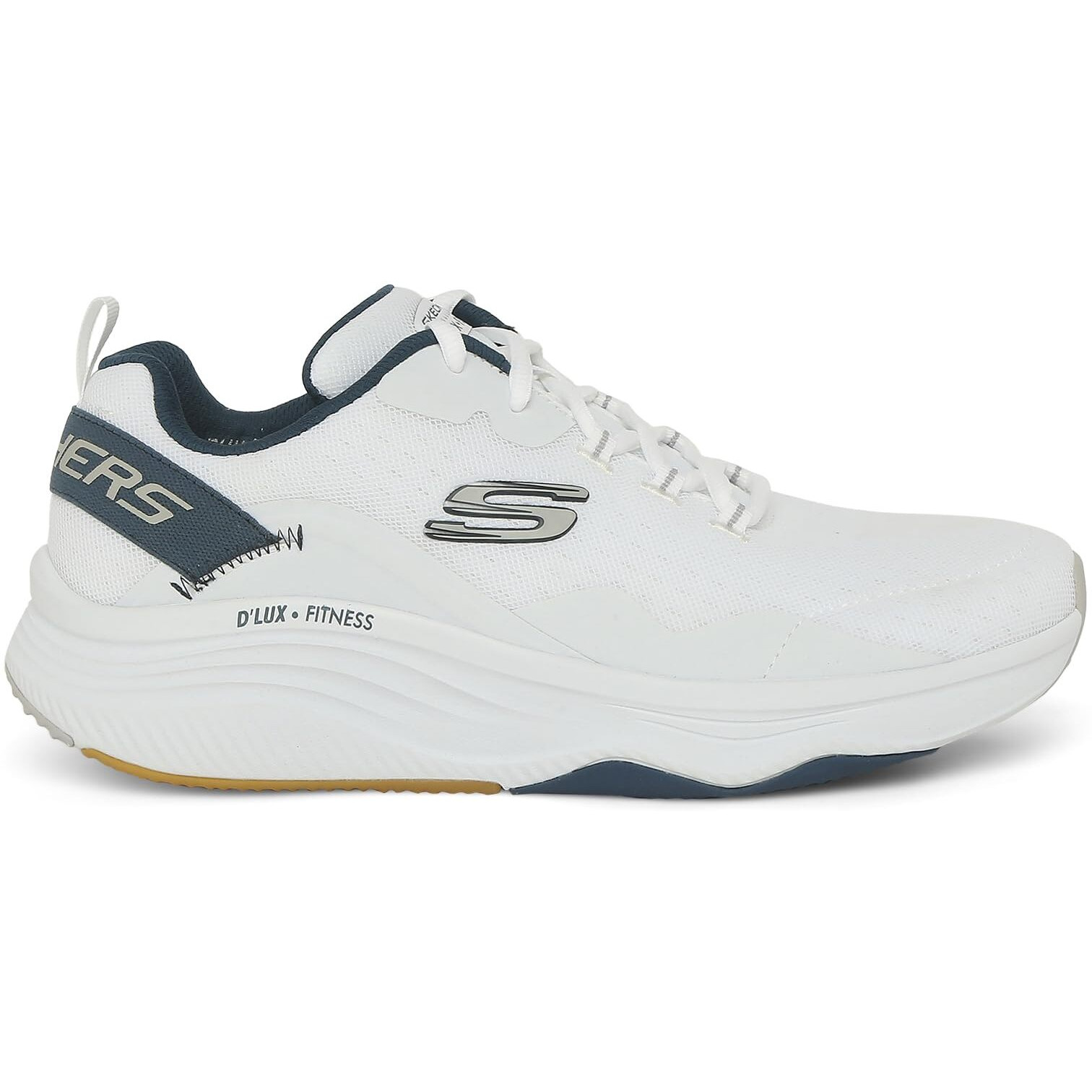 Skechers Mens D'Lux Fitness - Roam Free Casual Sneakers Vegan Air-Cooled Memory Foam Cushioned Comfort Insole White - 6 Uk (232358)