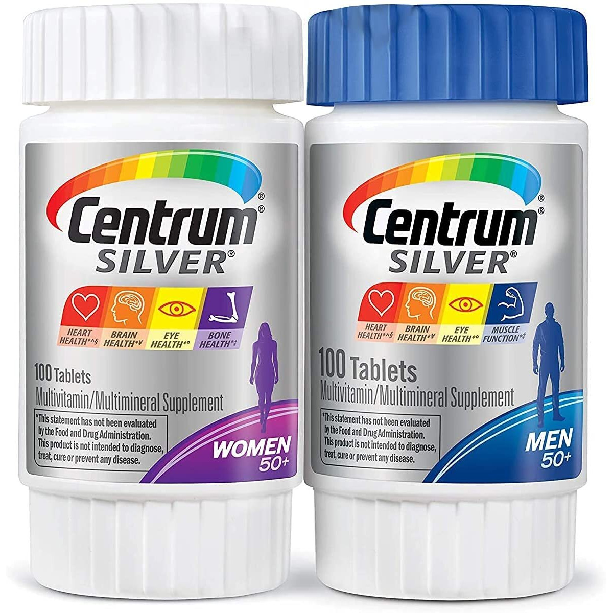Biotene Centrum Silver Men & Women Multi-Pack Multivitamn Tablet, Age 50+ (200 Count In Total, Multi-Colored)