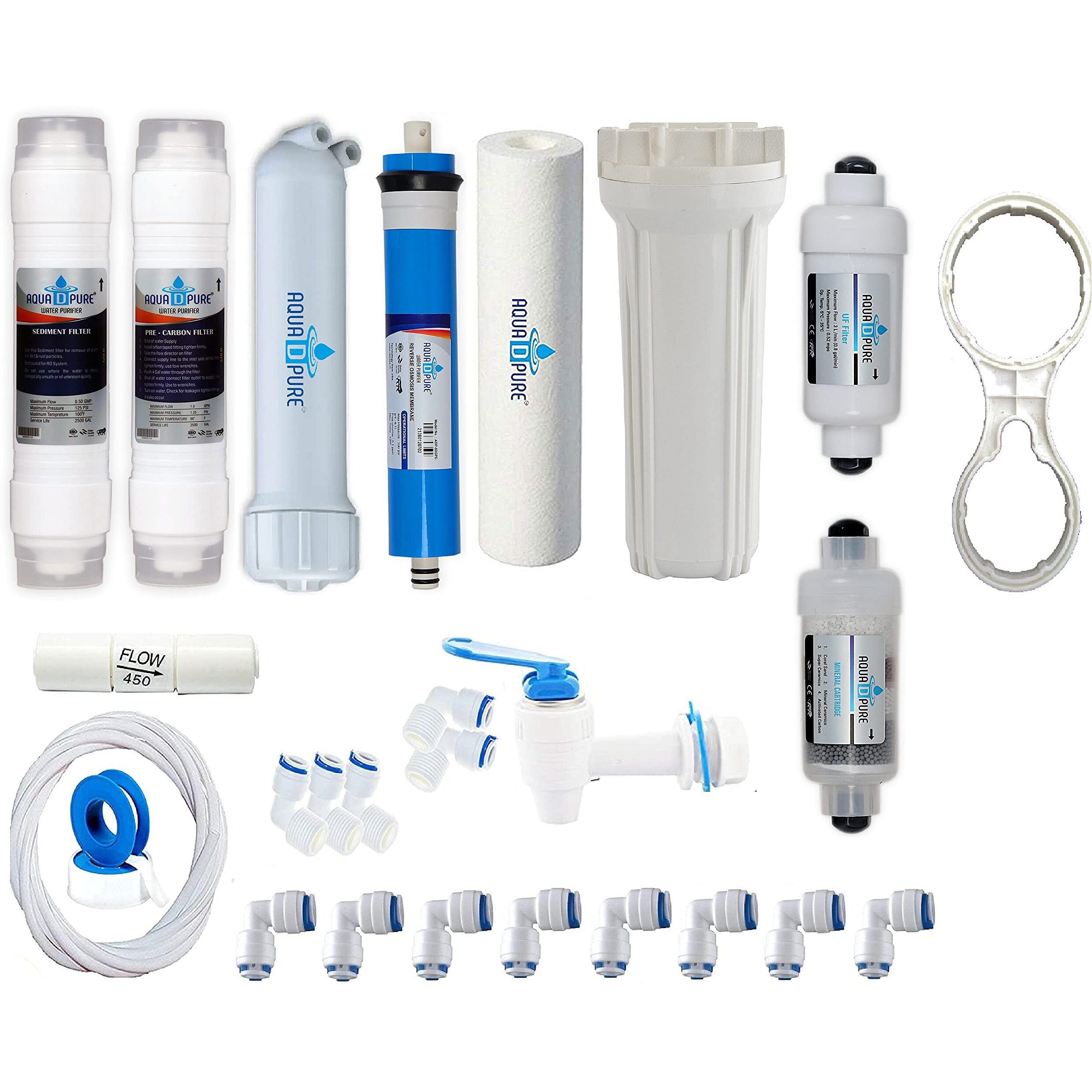 Aqua D Pure Complete Ro Water Purifier Filter Service Kit With All Accessories (K04 Ro Service Kit)