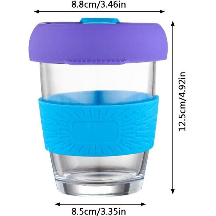 Baskety Reusable Coffee Cup, Sustainable Travel Coffee Mug With Lid And Silicone Sleeve, 350Ml Portable Drinking Cup, Dishwasher And Microwave Safe (Blue, Pack Of 2)