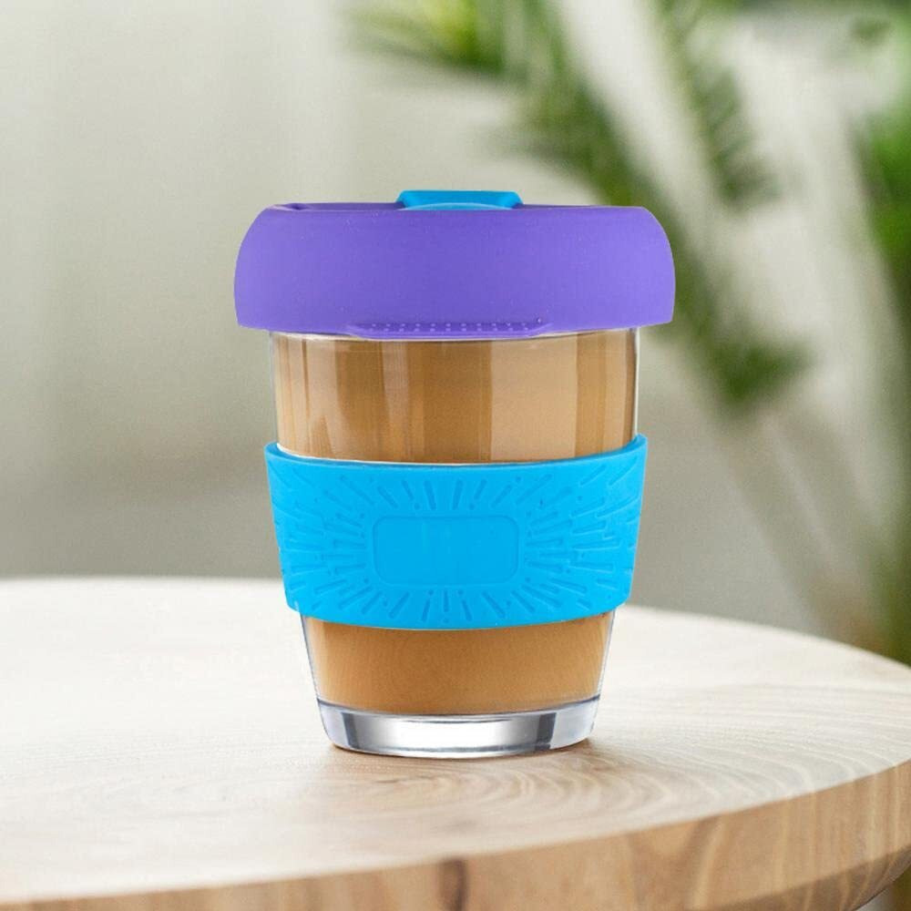 Baskety Reusable Coffee Cup, Sustainable Travel Coffee Mug With Lid And Silicone Sleeve, 350Ml Portable Drinking Cup, Dishwasher And Microwave Safe (Blue, Pack Of 2)
