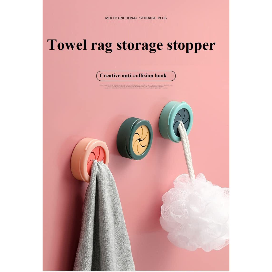 P-Plus International Tea Towel Holders, Bathroom Self-Adhesive Tea Towel Hooks, Round Suction Wall Mount Hooks For Bathroom, Kitchen, Home Storage(Lightblue, Pack Of 6)