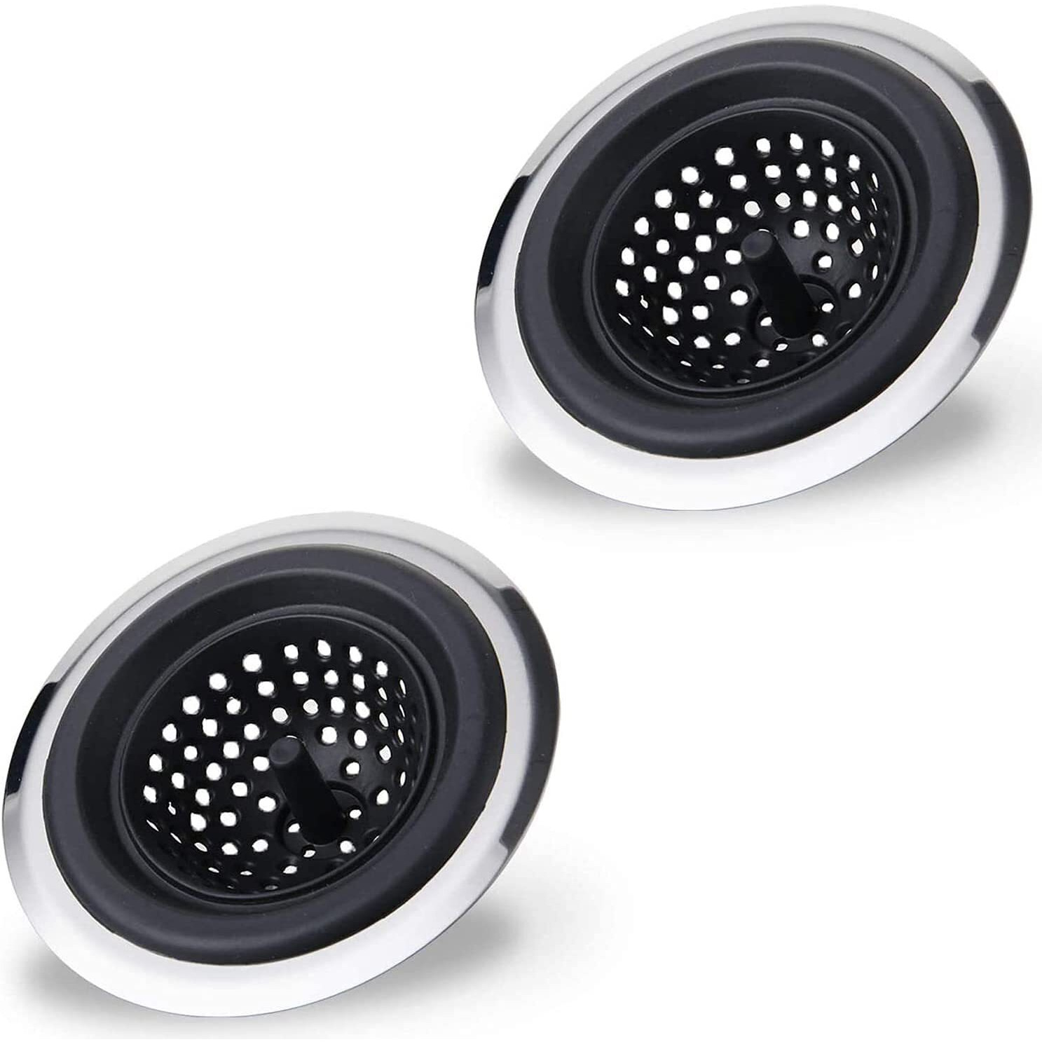 Trifecta Kitchen Sink Strainer Food Catcher 2 Pcs 4.5 Inch Diameter, Flexible Silicone Kitchen Sink Drainers Traps Food Debris And Prevents Clogs, For Most Kitchen Sink Drains (Black - 2)