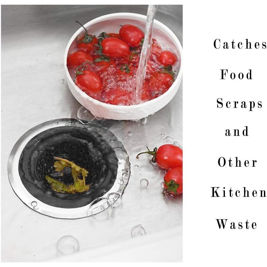 Trifecta Kitchen Sink Strainer Food Catcher 2 Pcs 4.5 Inch Diameter, Flexible Silicone Kitchen Sink Drainers Traps Food Debris And Prevents Clogs, For Most Kitchen Sink Drains (Black - 2)
