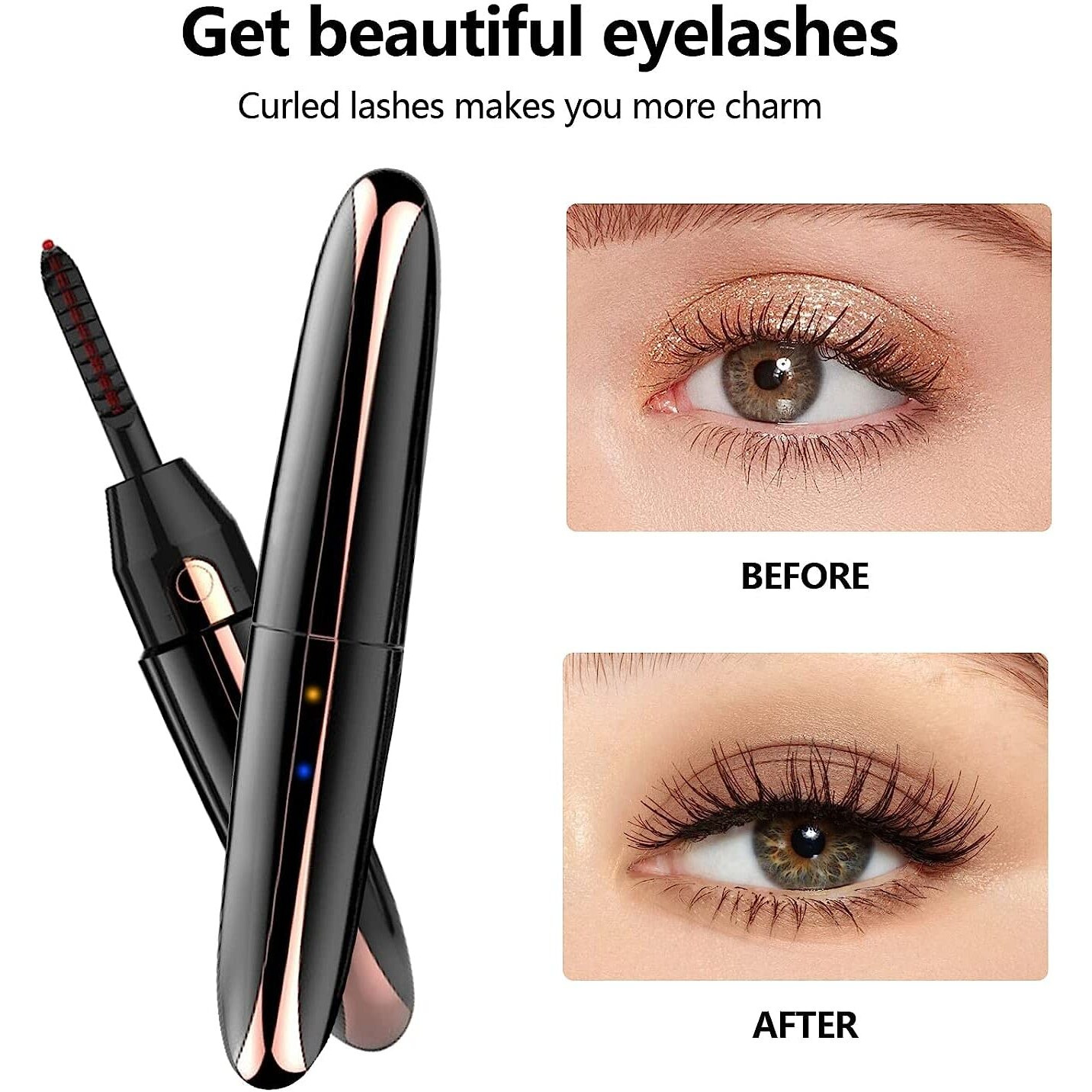 Tecnoviq Heated Eyelash Curler, Usb Rechargeable Electric Lash Styler With 2 Temperature Modes, Quick & Long-Lasting 24H Curl, Portable Makeup Tool For Women & Girls