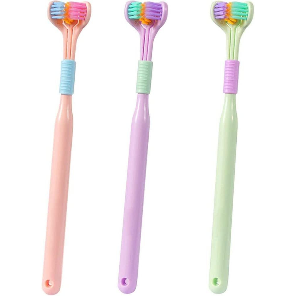 Vihax 3-Sided Triple Angle Toothhugger Training Manual Toothbrush, Ultra Soft Bristles, Toddler And Autistic Oral Care Gentle Clean Each Tooth To Completely Cover The Toothbrush (1) Multicolor