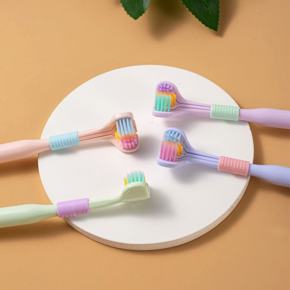 Vihax 3-Sided Triple Angle Toothhugger Training Manual Toothbrush, Ultra Soft Bristles, Toddler And Autistic Oral Care Gentle Clean Each Tooth To Completely Cover The Toothbrush (1) Multicolor