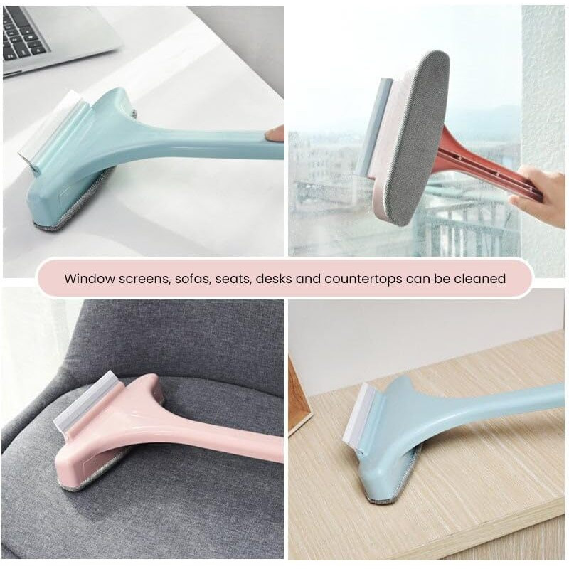 Maauvtor Multi-Function Double Sided Telescopic Window Screen Cleaner 2 In 1 Window Mesh Screen Cleaning Brush With Detachable Handle Wet And Dry Window Squeegee Multi Tool For Indoor And Outdoor