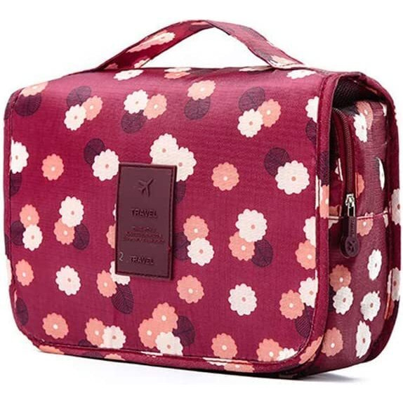 Bestottam Travel Toiletry Bags Hanging Multi-Function Cosmetic Bag Makeup Bag For Women (Red Flawer)