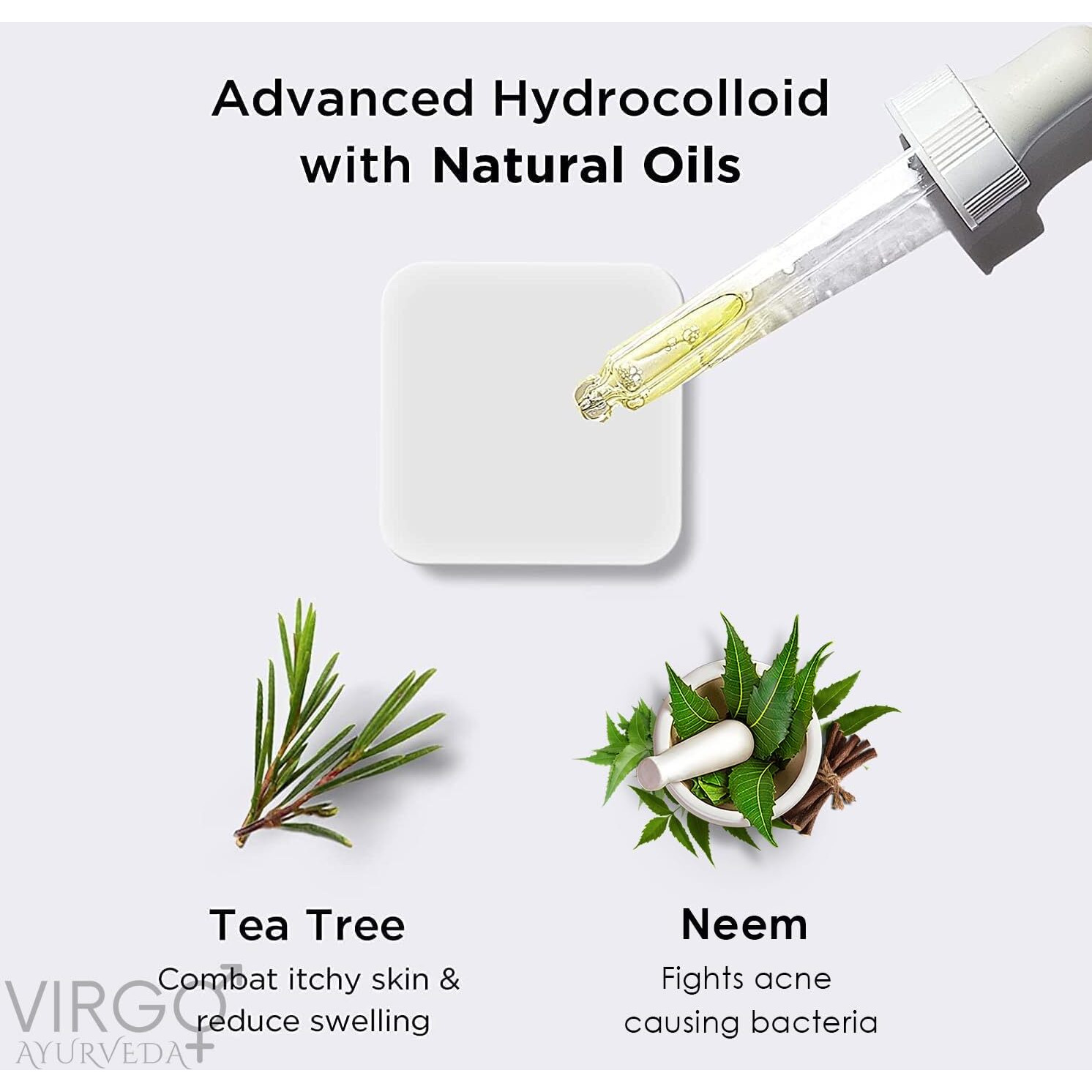 Virgo Ayurveda Hydrocolloid Acne Pimple Patch For Zits And Blemishes With Tea Tree And Neem, Spot Stickers For Face And Skin - 72 Count