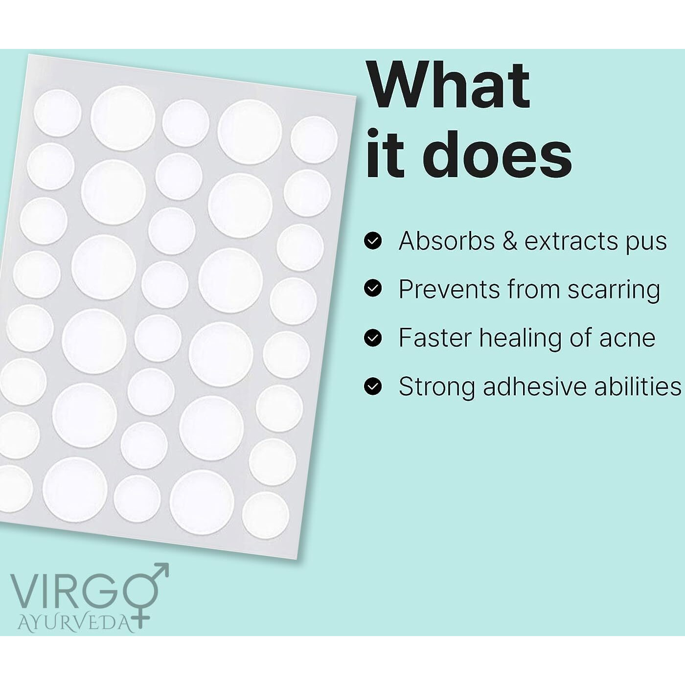 Virgo Ayurveda Hydrocolloid Acne Pimple Patch For Zits And Blemishes With Tea Tree And Neem, Spot Stickers For Face And Skin - 72 Count