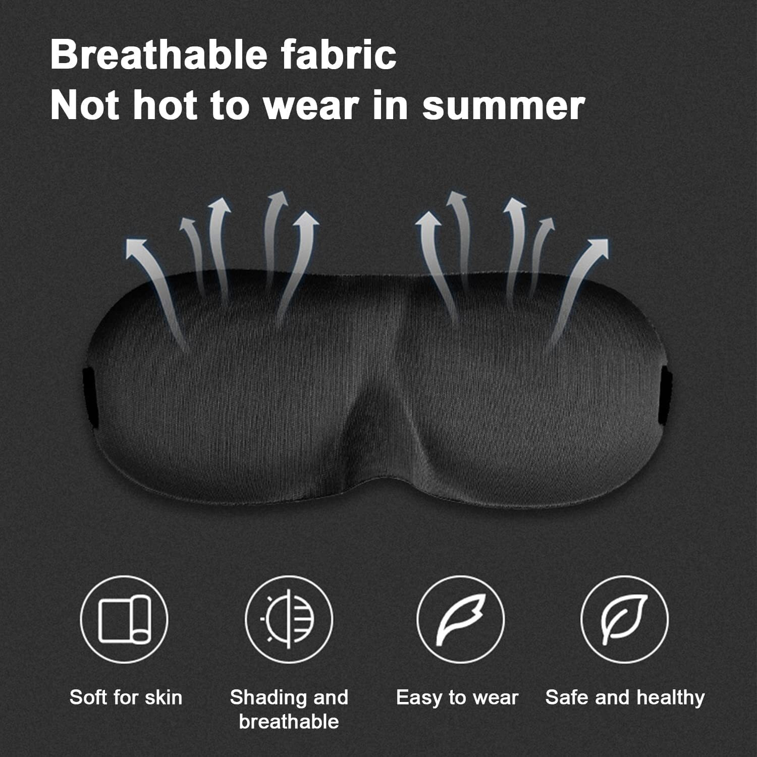 Valkyrie Sleep Eye Mask, 3D Contoured 100% Blackout Eye Mask, Sleep Mask With Adjustable Strap, Soft And Comfortable Night Blindfold For Women Men, Shift Work, Travel, Black,Polyester