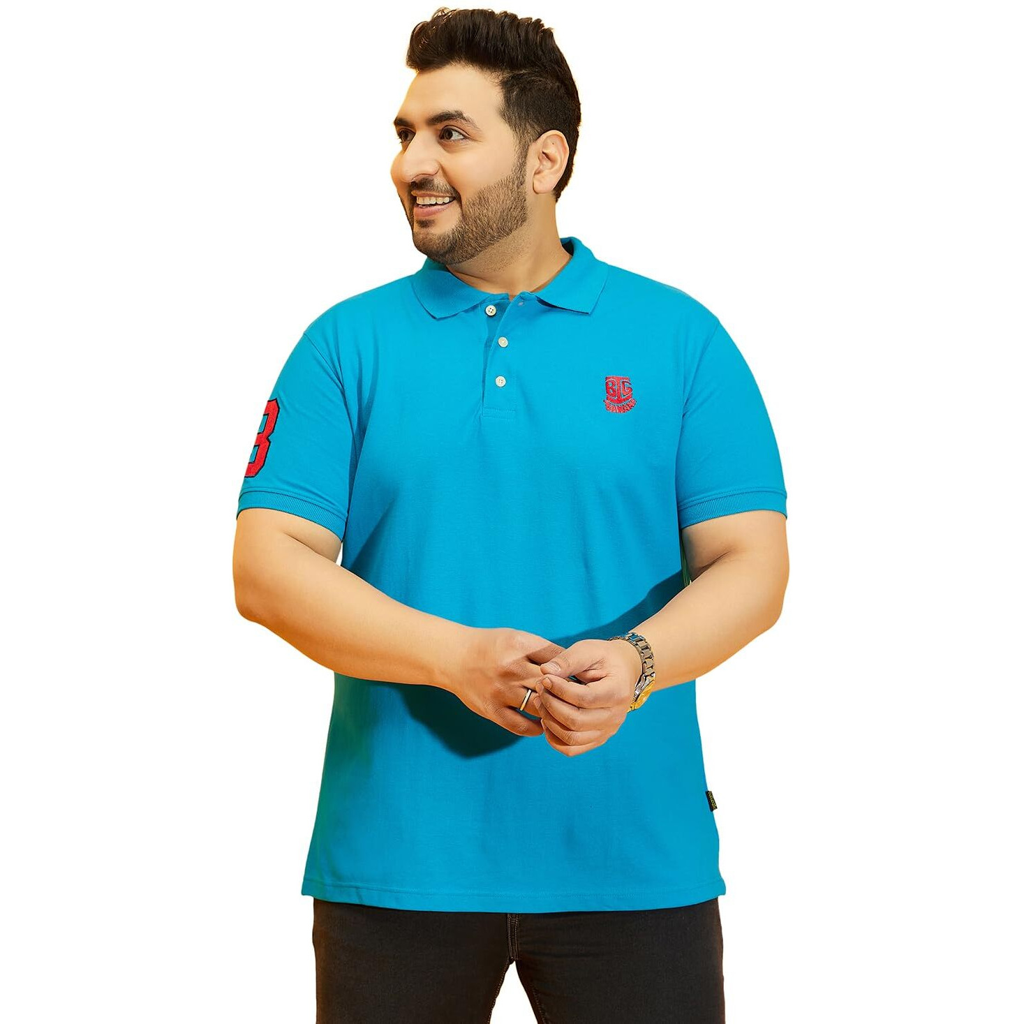 Bigbanana Men's Regular Fit Polo (Tim-Turq,Turquoise Blue,6Xl)