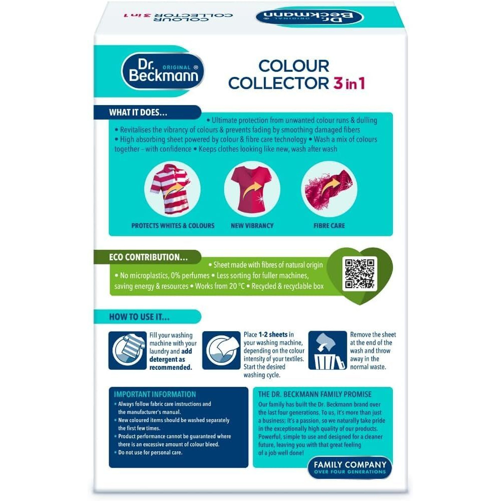 Dr. Beckmann Dr Beckmann Colour & Dirt Collector Advanced For Long Lasting Colour Of Laundry With Microfiber & Colour-Collecting Molecules 30 Colour Catcher Sheets For Washing Machine - 30 Count