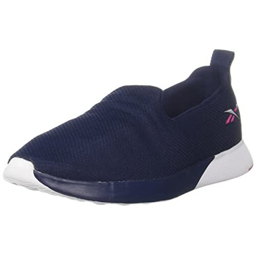 Reebok Women Mesh Out Bound Slip On W Walking Shoes Vector Navy - Proud Pink - White Uk 6