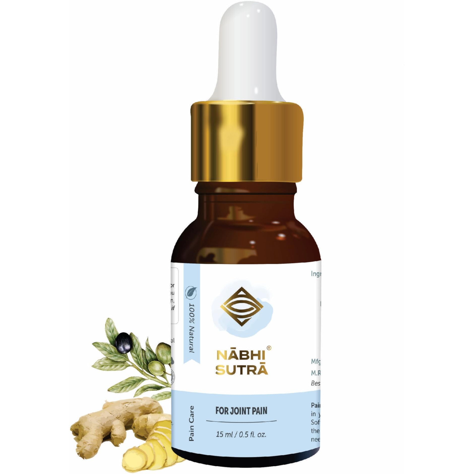 Nabhi Sutra Belly Button Oil For Joint Pain Relief | Ayurvedic Oil For Knee Back & Bodyache | Cold Pressed Pain Oil With Castor Olive & Ginger Oil | Chemical-Free Formula For Relaxation | 15Ml Bottle