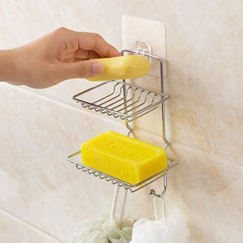 Gopendra Steel Self Adhesive Soap Dish Holder Hanging Shower Caddy Rack Shelf For Bathroom (Av56 Soap Dish)