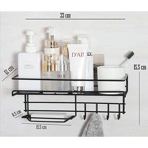 Gopendra New Version Updated Design Self-Adhesive Bathroom Shelves Soap With Hooks Shower Caddy Shelf For Bathroom (Av158 Soap And Shelves)