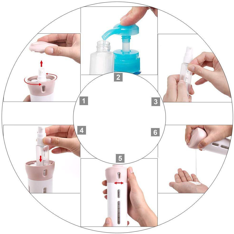 Vihax 4 In 1 Travel Bottle Refillable Lotion Bottles Sets Travel Dispenser Bottle Sets Reusable Container For Travel & Camping - Multi Color (Abs), 40 Milliliter - 40 Ml