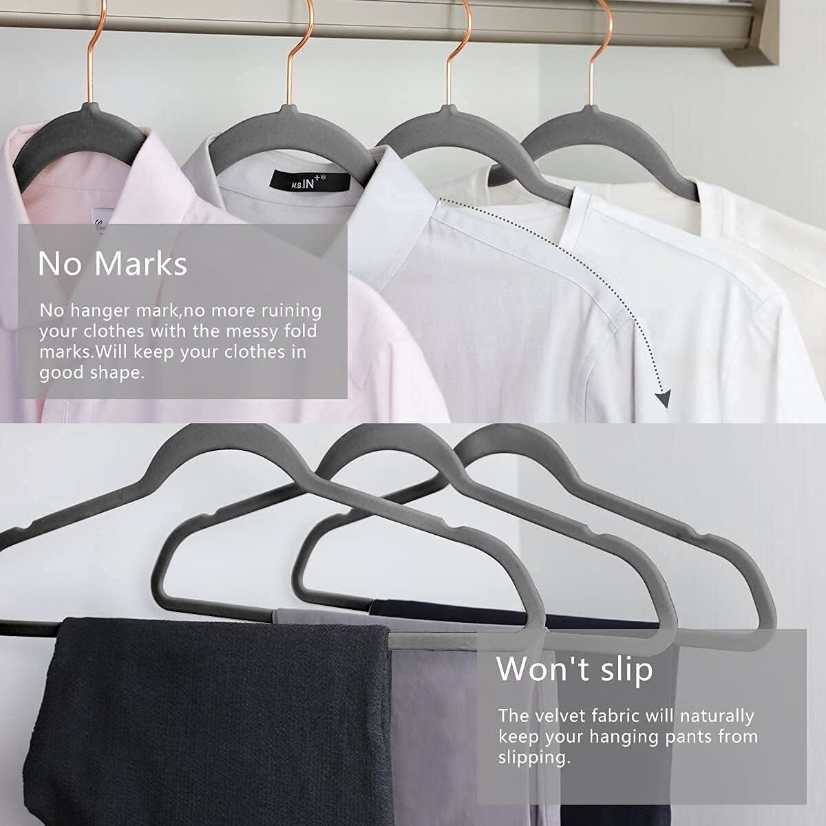 Golden Bird -Non-Slip Velvet Hangers Premium Suit Hangers Ultra Thin Space Saving 360 Degree Swivel Hook Clothes Hangers Velvet For Suits,Coats,Jackets,Pants,Dress,Sarees Pack Of 4