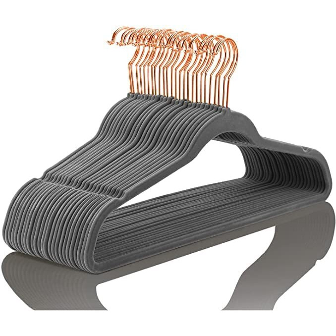Golden Bird -Non-Slip Velvet Hangers Premium Suit Hangers Ultra Thin Space Saving 360 Degree Swivel Hook Clothes Hangers Velvet For Suits,Coats,Jackets,Pants,Dress,Sarees Pack Of 8