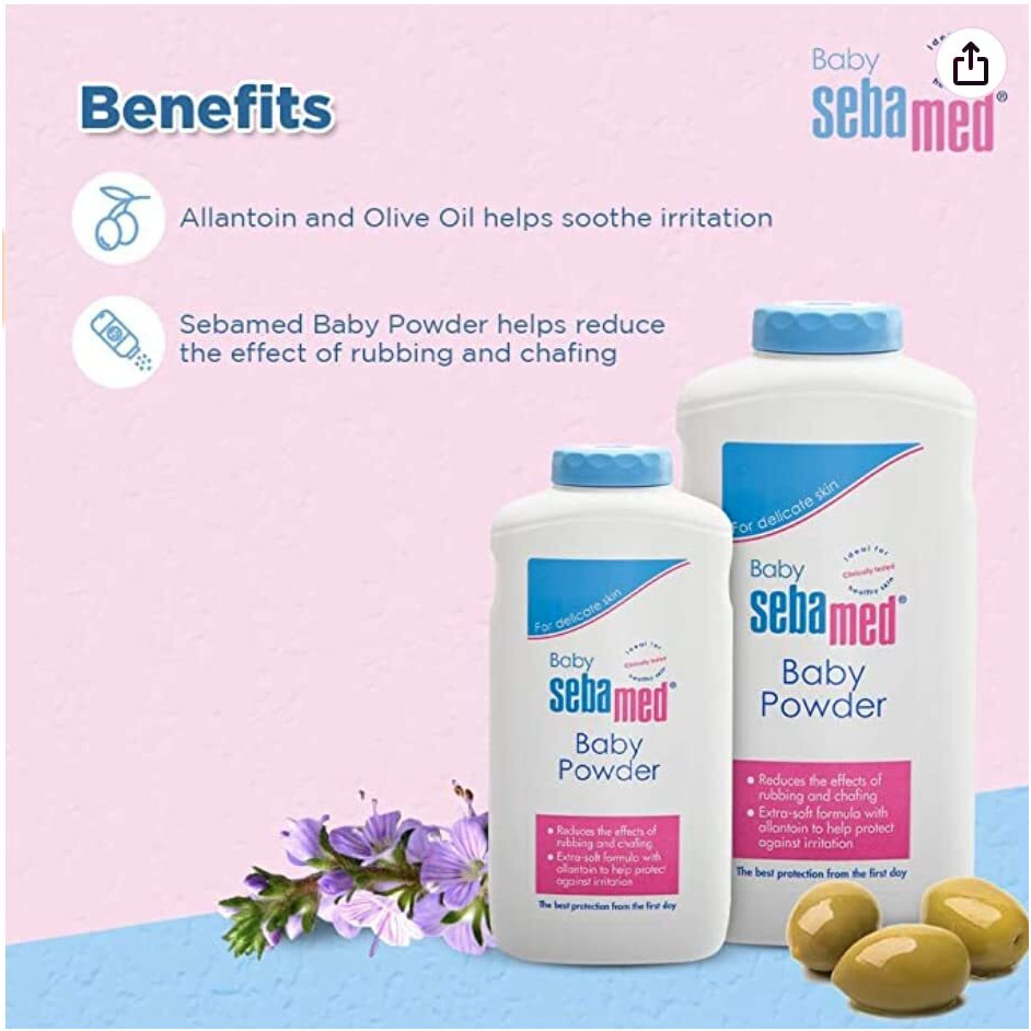 Sebamed Baby Powder 200 Gm| Olive Oil, Allantoin|Keeps Newborn S Skin Fresh|Absorbs Sweat|..