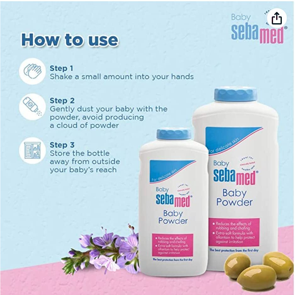 Sebamed Baby Powder 200 Gm| Olive Oil, Allantoin|Keeps Newborn S Skin Fresh|Absorbs Sweat|..