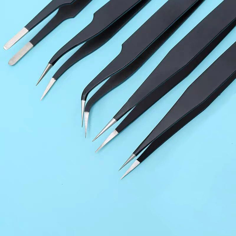 Themisto - Built With Passion 5 In 1 Satinless Steel Tweezer Set (Powder Coated), Black