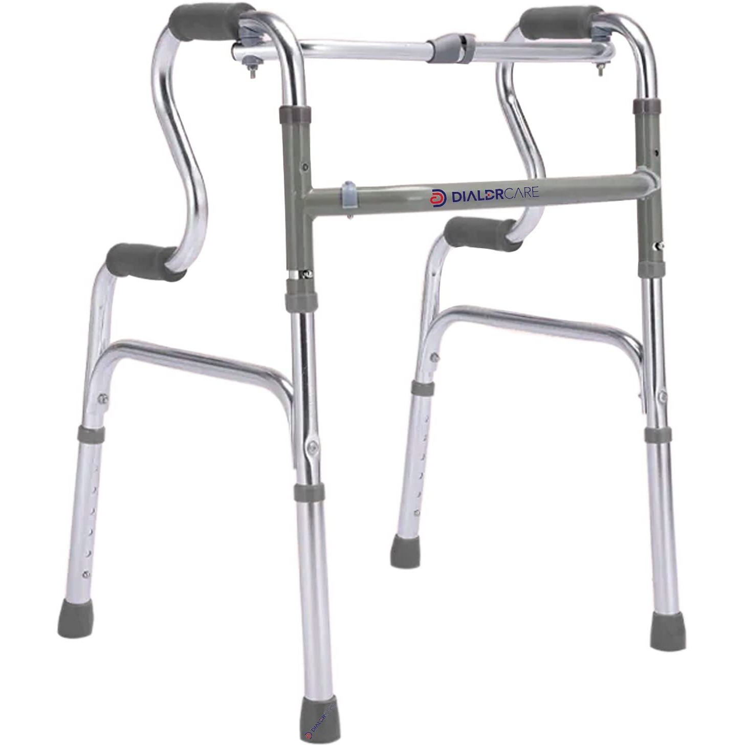 Dialdrcare Double Handle Aluminum Folding Step-Up Walker For Adult Walking Mobility Aid For Senior Citizens (Grey)