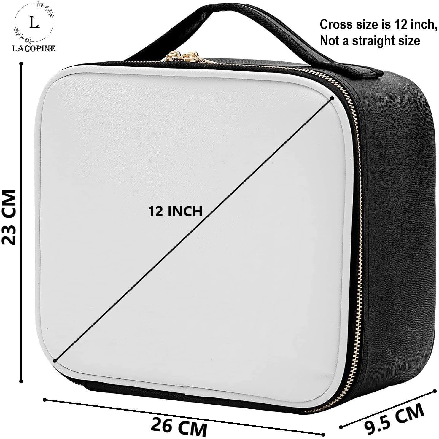 Lacopine Portable Cosmetic Organizer Multi Functional Cosmetic Bag Makeup Handbag For Travel & Home Gift (Black & White 10 Inch(1 Layer))